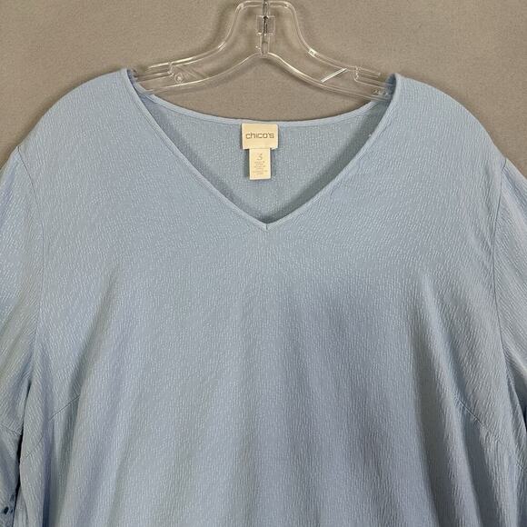 Chico’s Top Women Plus SZ 16 Eyelet Bell Sleeve Lightweight Feminine Casual - Picture 4 of 16